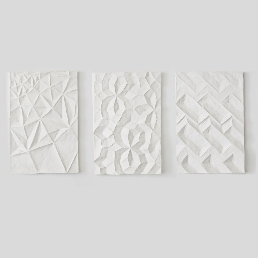 Paper Mache Geo Panel Wall Art, Assorted Set of 3 - Image 0