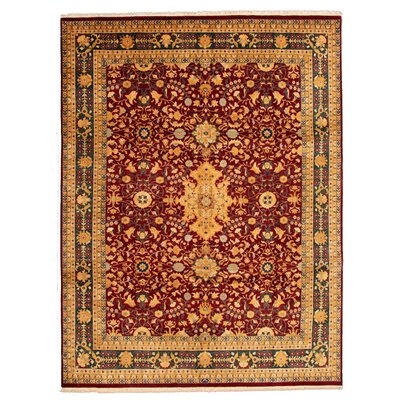 One-of-a-Kind Hand-Knotted New Age Pako Dark Red 9'1" x 12'1" Wool Area Rug - Image 0