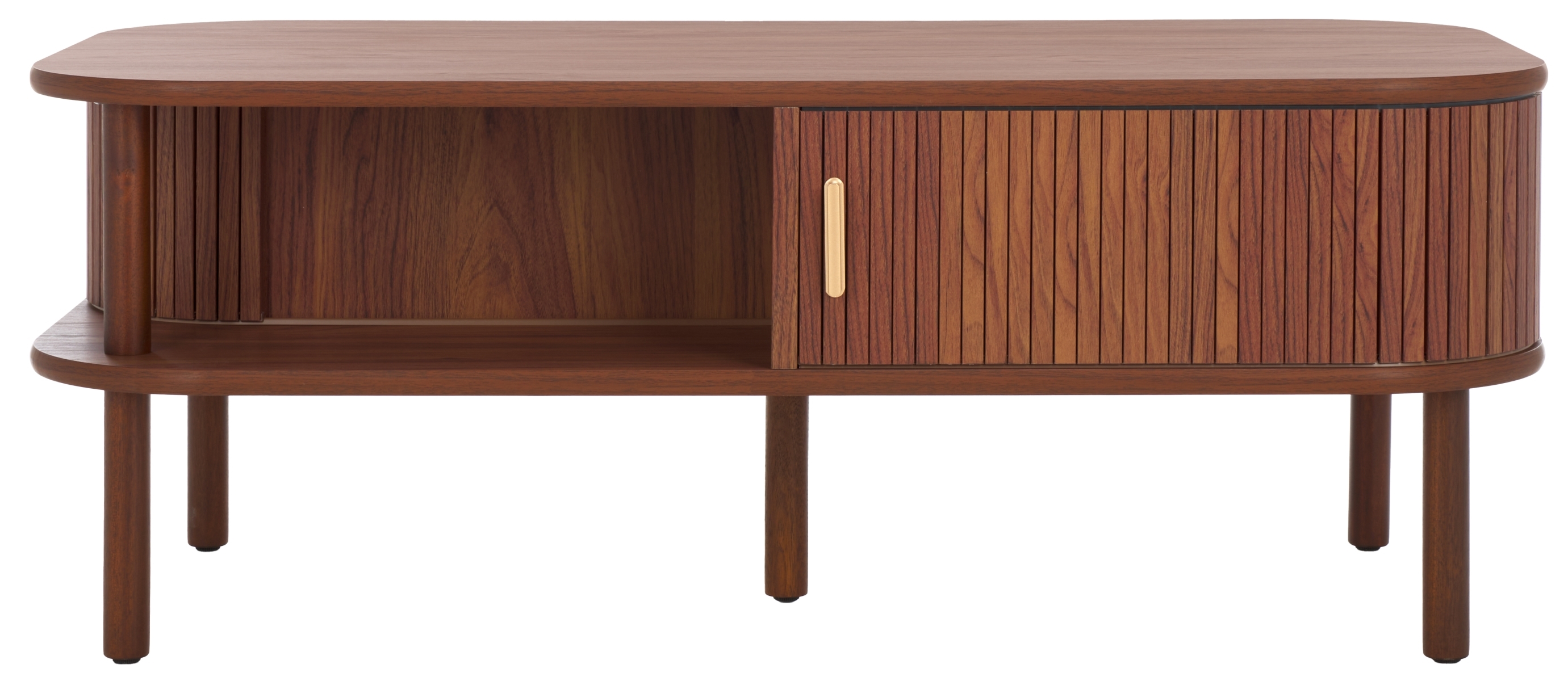 Tealla Coffee Table - Walnut / Gold - Safavieh - Image 0