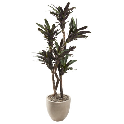 7' Pineapple Plant Tree In Round Resin Planter - Image 0