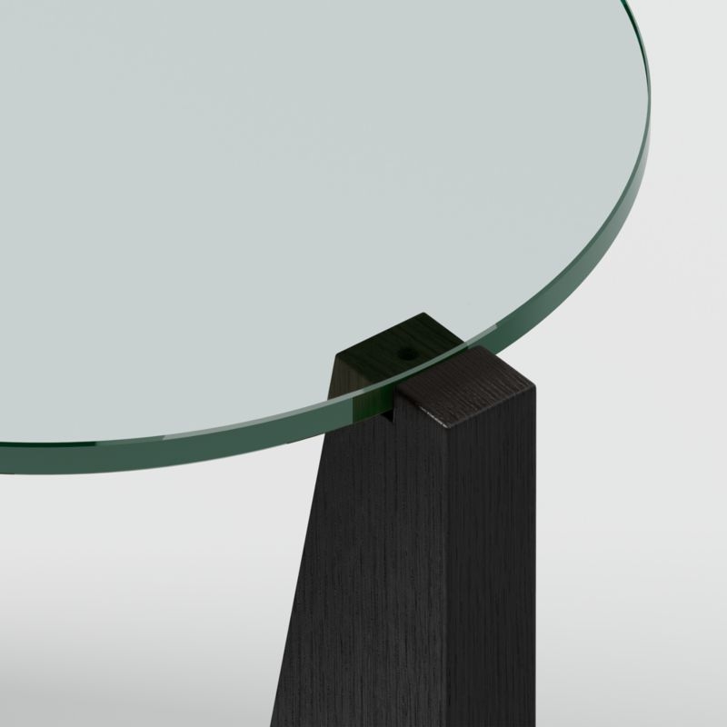 Miro Glass End Table with Black Ebonized White Oak Wood Base - Image 2