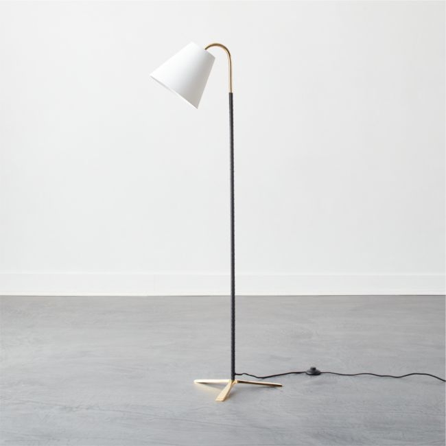 Barnes Leather Floor Lamp, Brass & Black - Image 0