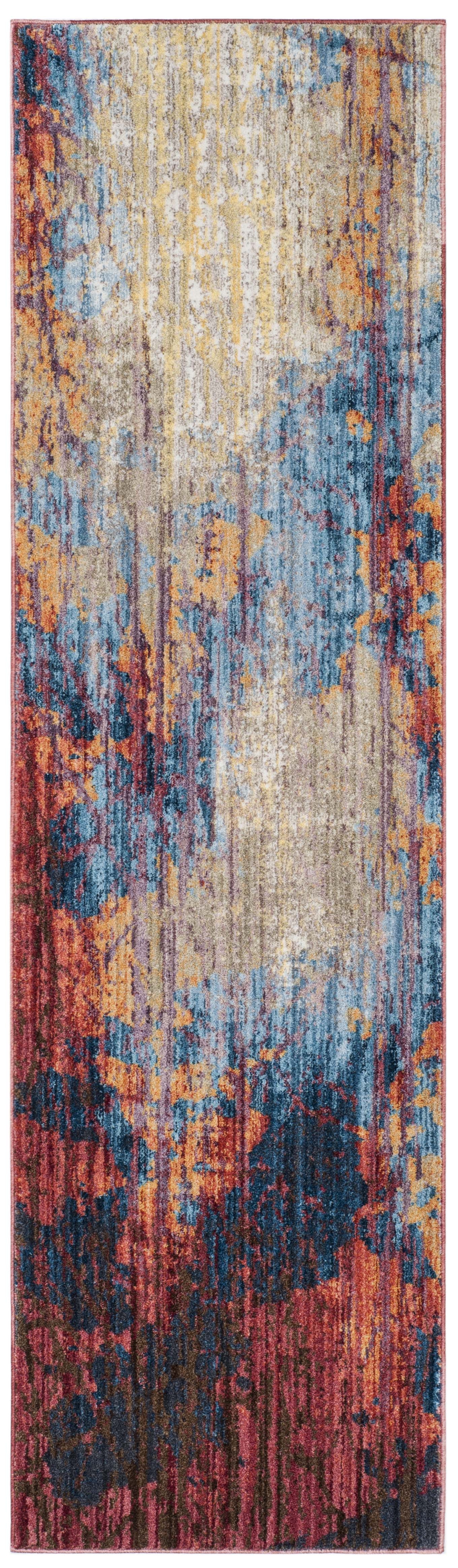 Arlo Home Woven Area Rug, BTL354F, Blue/Rust,  2' 3" X 8' - Image 0