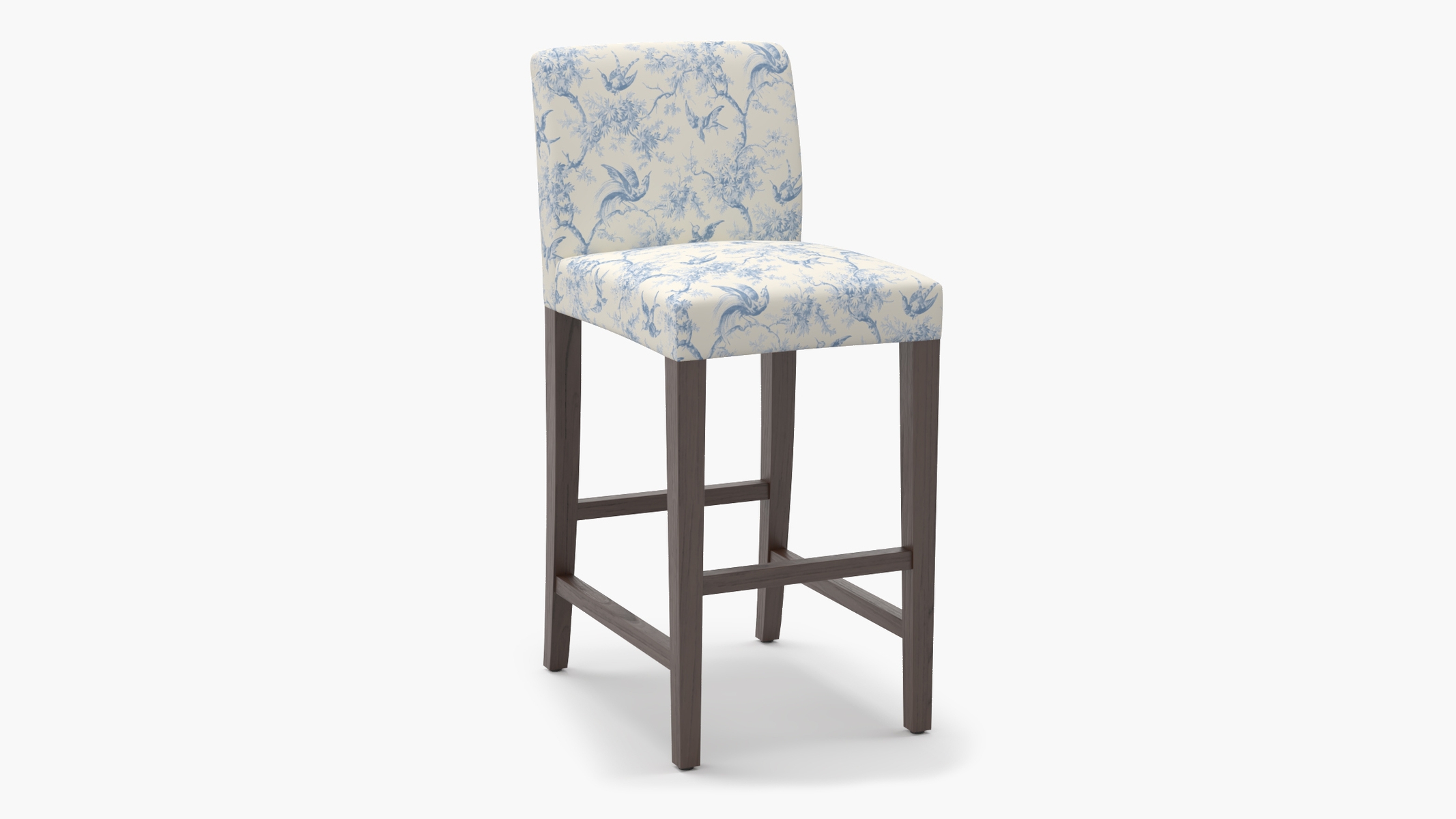 Signature Dining Bar Stool, Blue Swallows, Espresso Square Tapered Leg - Image 1
