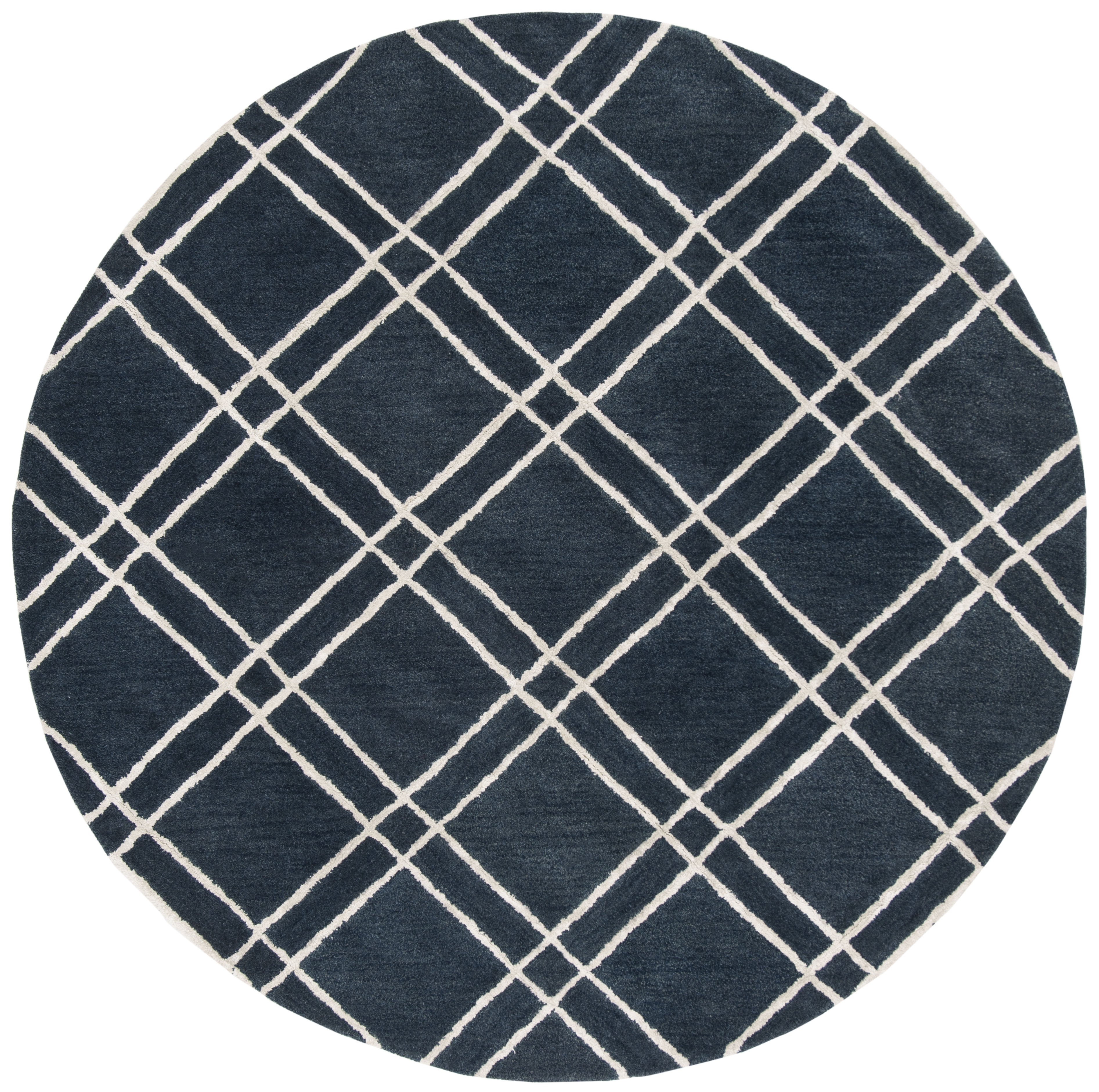 Arlo Home Hand Tufted Area Rug, HIM901N, Navy/Silver,  6' X 6' Round - Image 0