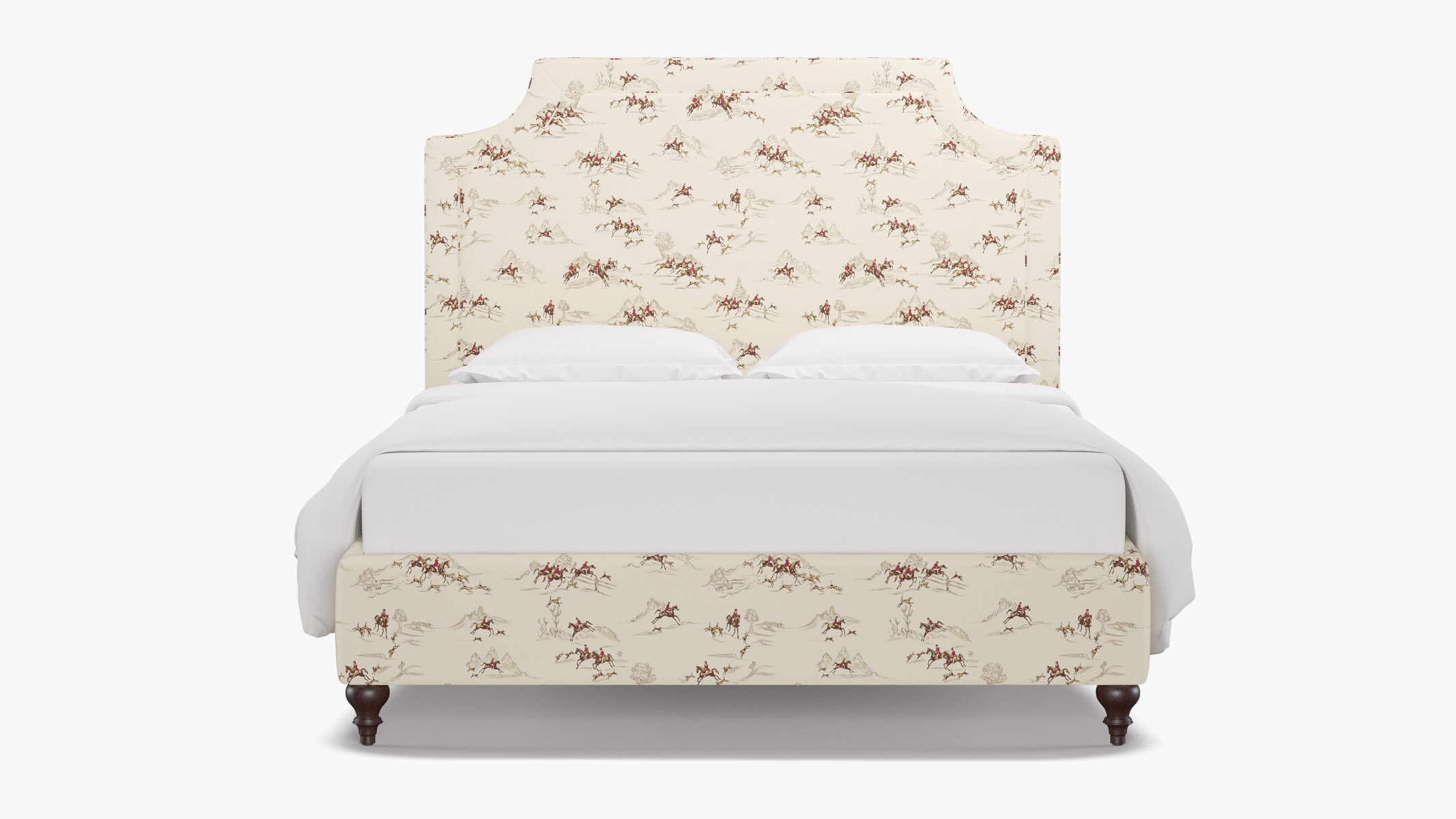 Deco Bed, Red Cotswold Hunt, Espresso Traditional Turned Leg, Twin - Image 0