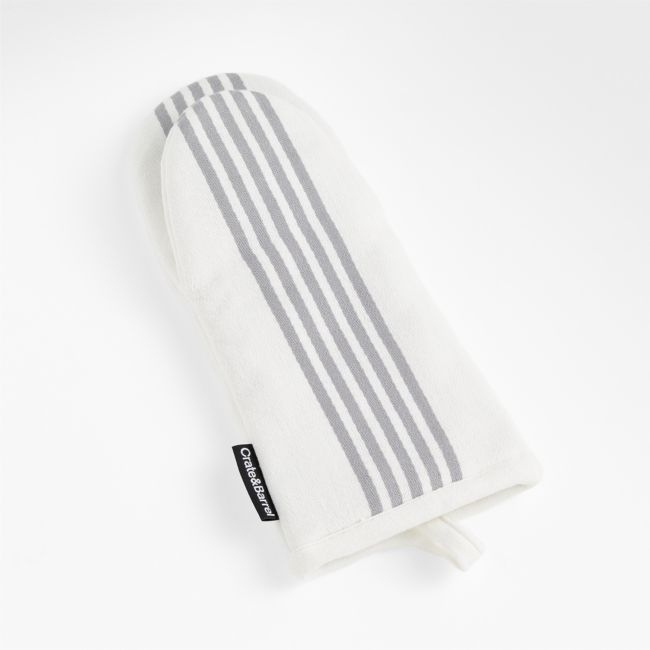 Cuisine Stripe Grey Organic Cotton Oven Mitt - Image 0