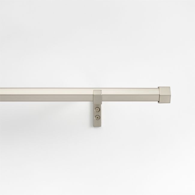Brushed Nickel 1" Hexagonal Curtain Rod and End Cap Finials Set 120"-170" - Image 0