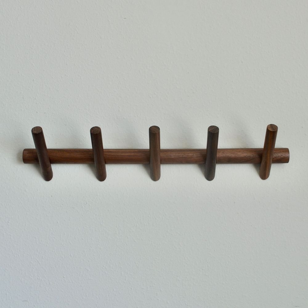 Modern Home Bohemian Style 5-Hook Coat Rack, Large, Wood, Walnut - Image 0