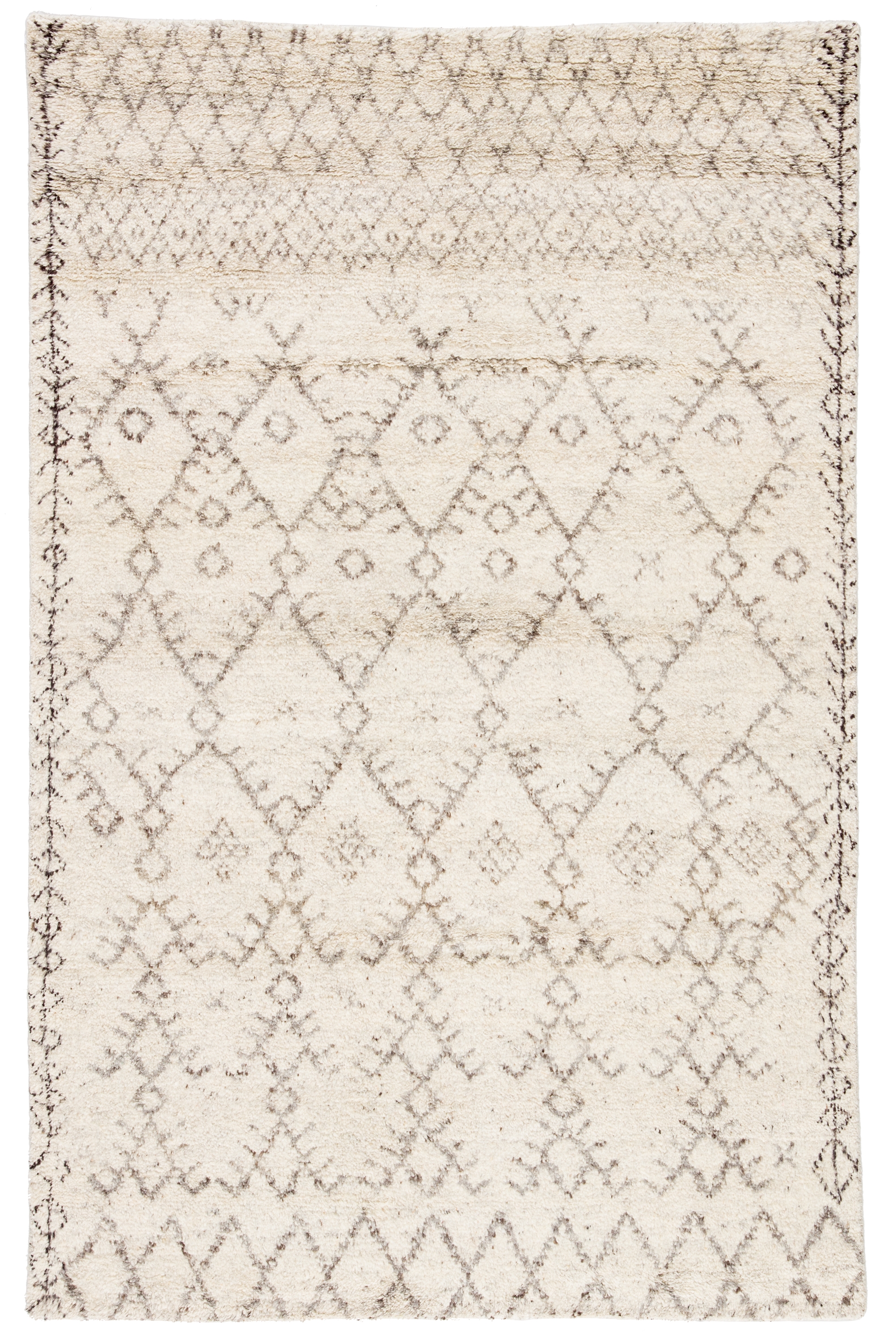 Zola Hand-Knotted Geometric Ivory/ Brown Area Rug (8' X 10') - Image 0