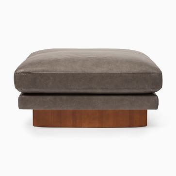 Anton Large Square Ottoman, Down, Sierra Leather, Licorice, Burnt Wax - Image 3