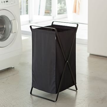 Yamazaki Folding Laundry Hamper, Black - Image 2