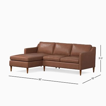 Hamilton 93" Right 2-Piece Chaise Sectional, Charme Leather, Cigar, Almond - Image 3