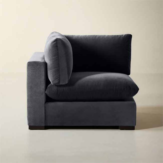 Deseo Charcoal Grey Performance Velvet Standard Depth Corner Chair - Image 0
