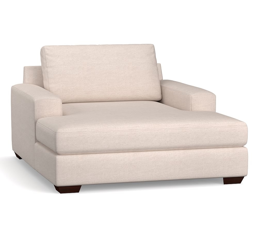 Big Sur Square Arm Upholstered Grand Chaise, Down Blend Wrapped Cushions, Performance Heathered Basketweave Dove - Image 0