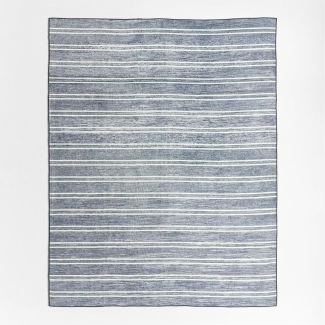 Brady Navy Blue Washable Area Rug 6'x9' - Image 0