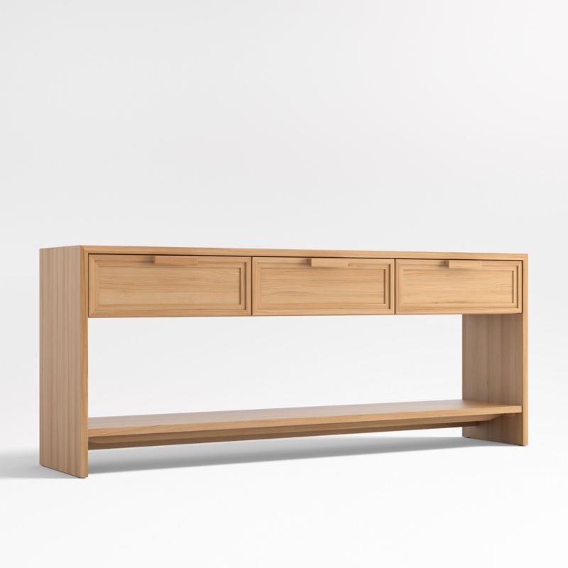 Calypso 72" Rectangular Natural Wood Storage Console Table - Image 1