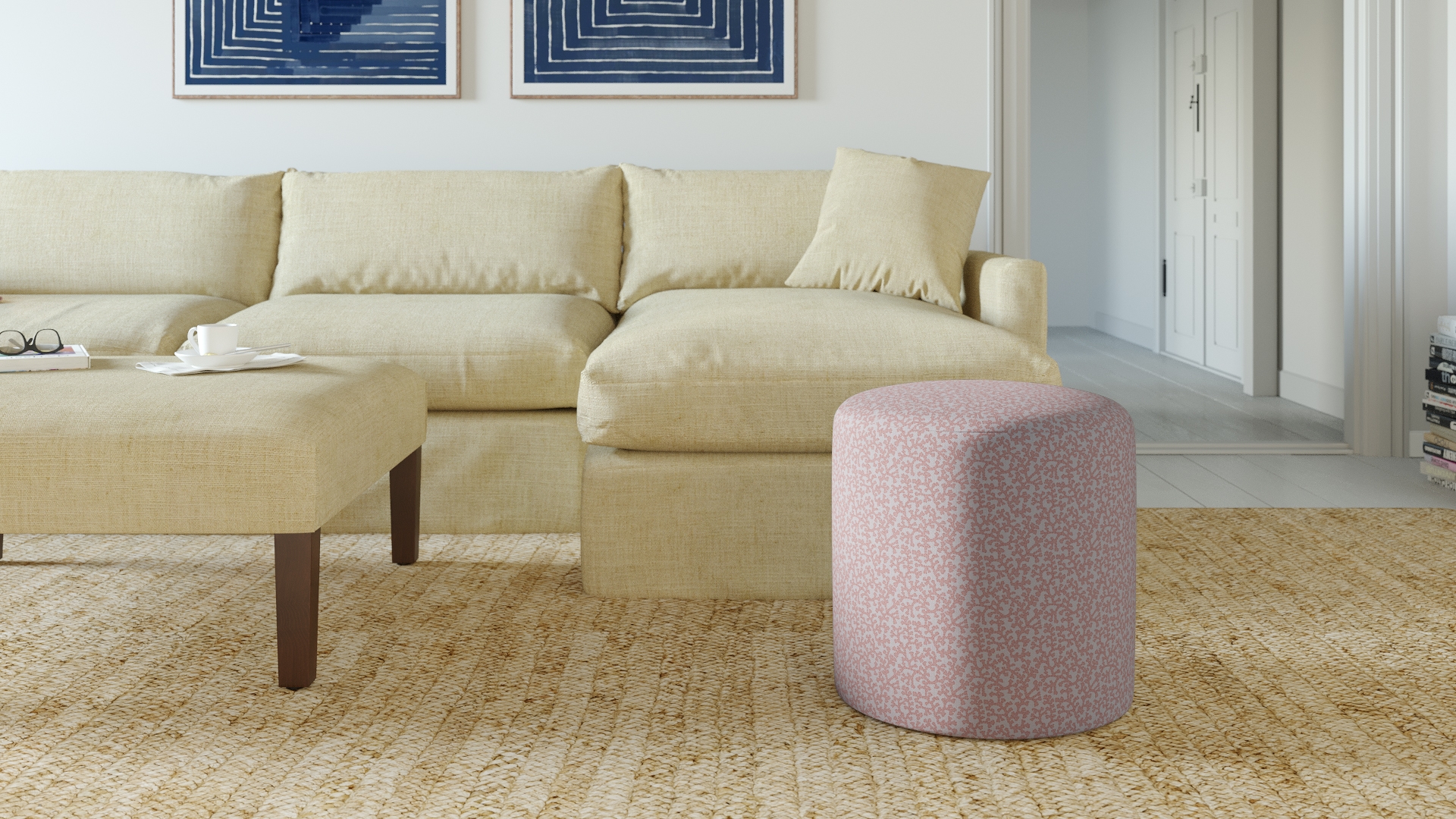 Drum Ottoman, Flamingo Hele Bay - Image 1