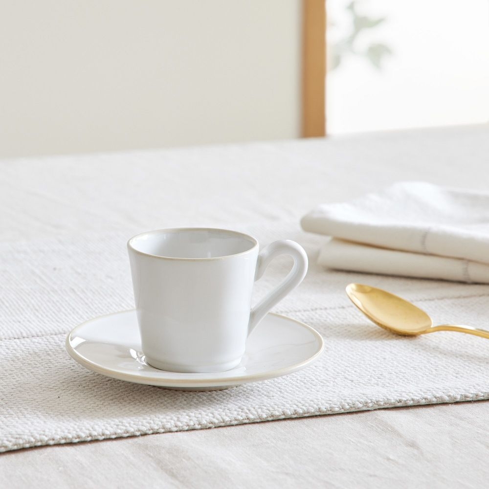 Astoria Coffee Cup & Saucer, Set of 4, White & Cream - Image 0