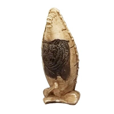 Bear Image On A Gold Canoe Figurine - Image 0