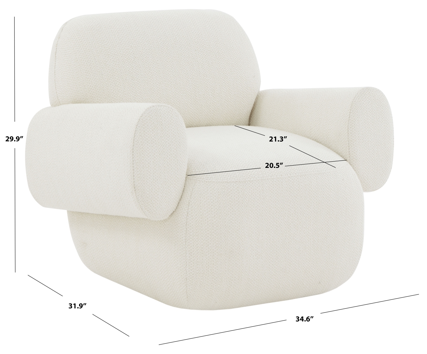 Pryce Upholstered Accent Chair - Ivory - Image 4