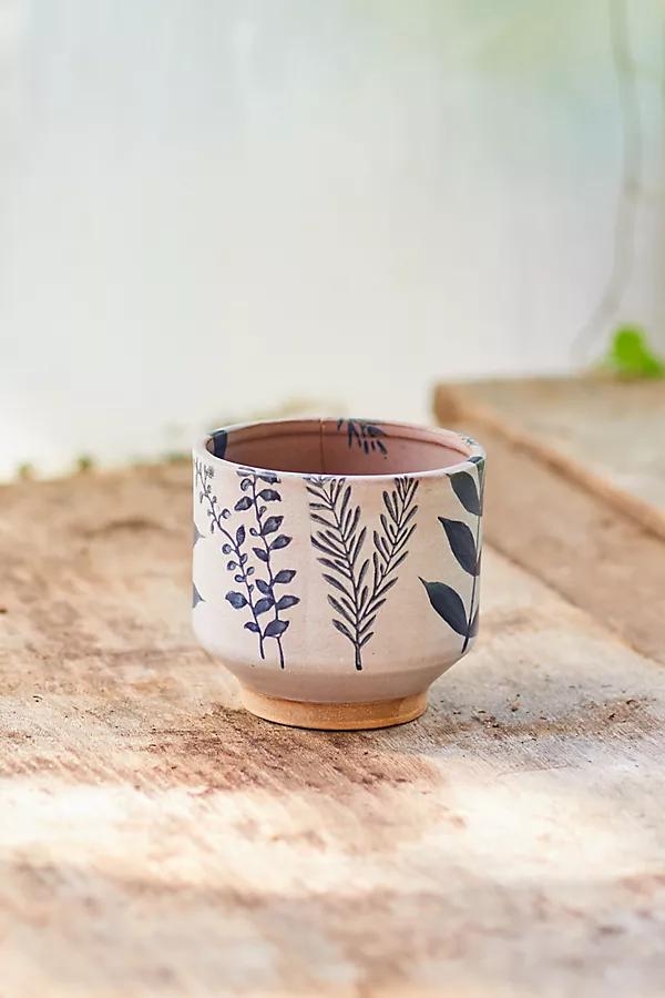 Indigo Floral Footed Planter, 4" - Image 0