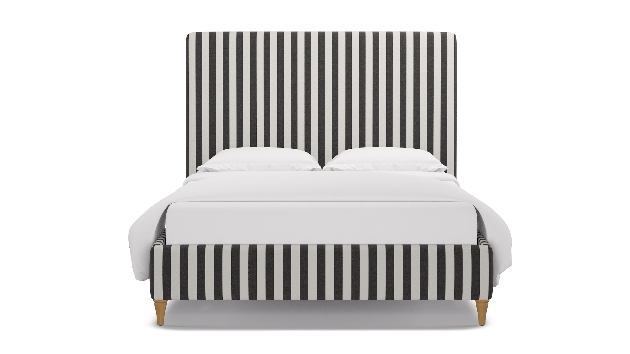 Classic Bed, Ink Cabana Stripe, Natural Decorative Tapered Leg, Queen - Image 0