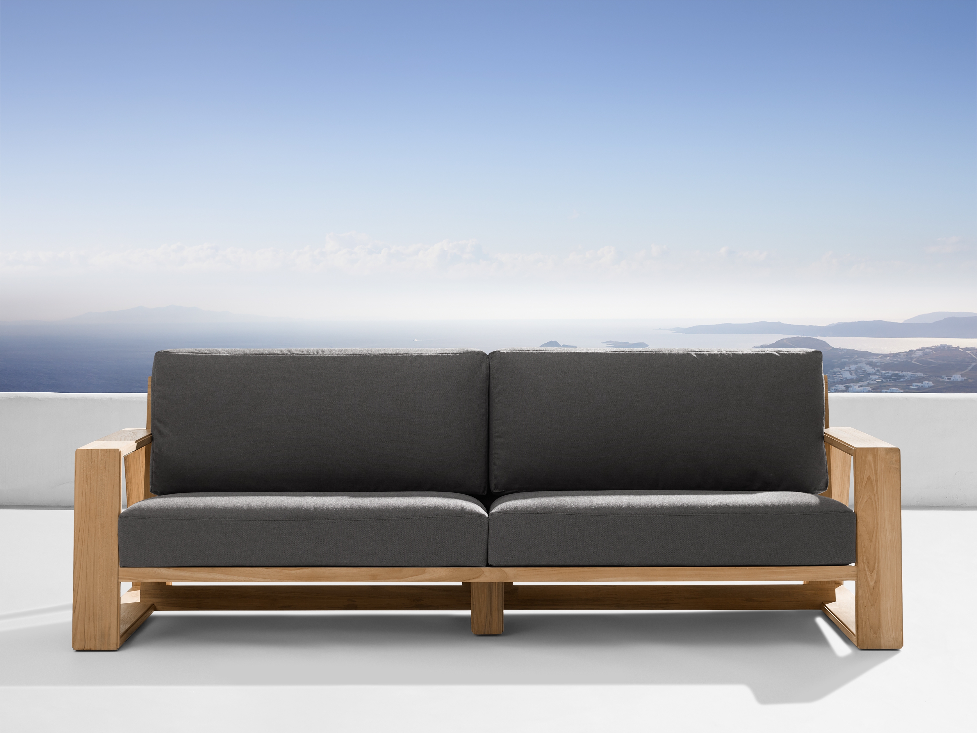 Canyon Outdoor Sofa in Rosemount Bark Teak Natural /86" - Image 0
