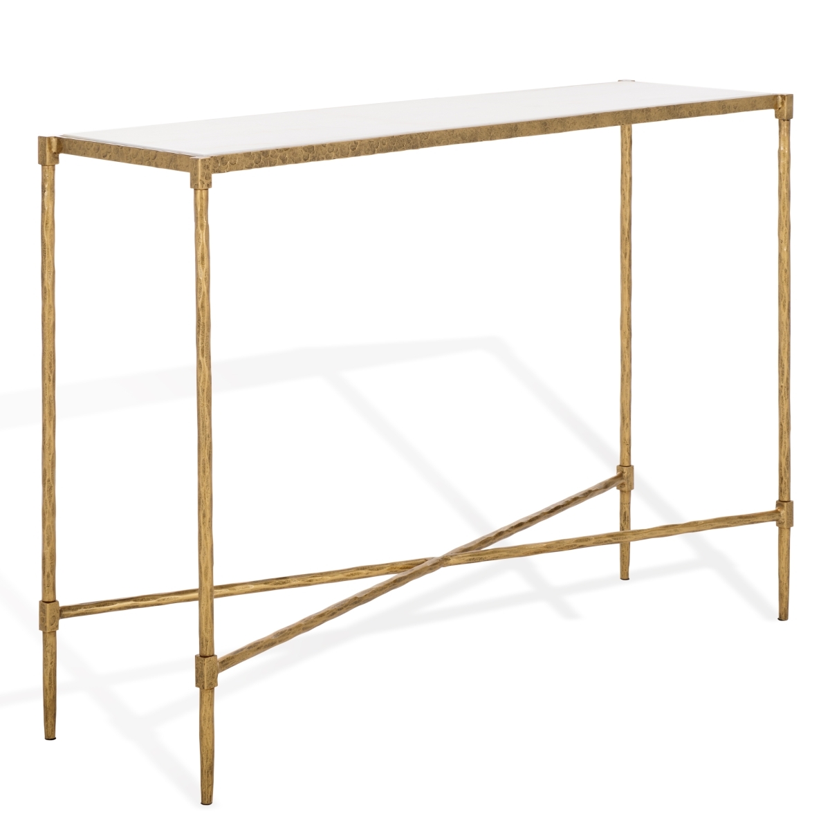 Isabellina Marble Console Table - Brass/White - Image 5
