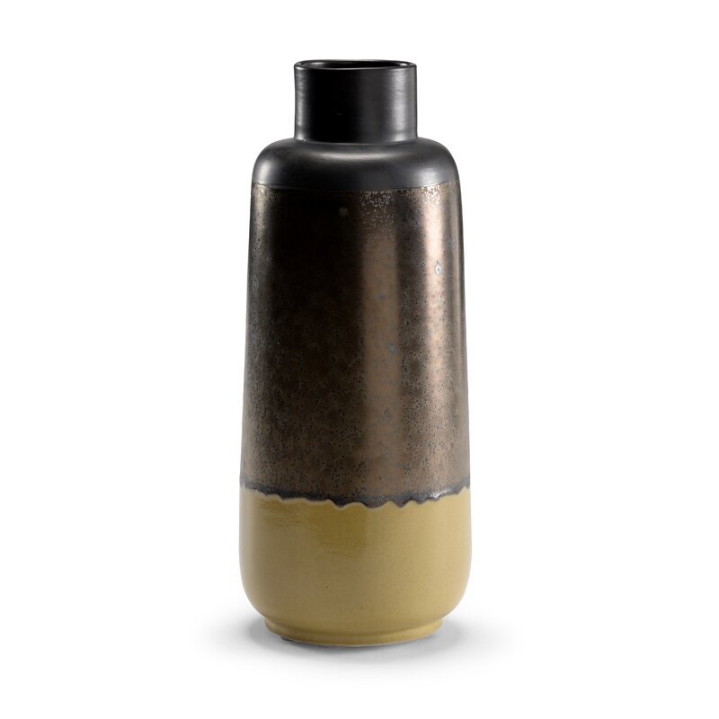 Wildwood Black/Bronze/Mustard 14.5"" Indoor / Outdoor Ceramic Table Vase - Image 0