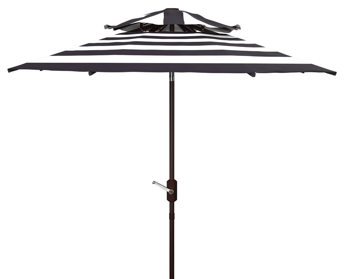Iris Fashn 9Ft Dbltop Umbrella - Navy/White - Safavieh - Image 0