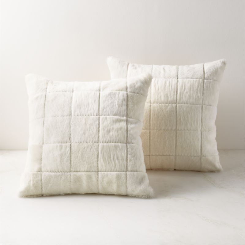 Match White Hide Throw Pillow with Down-Alternative Insert 20" - Image 3
