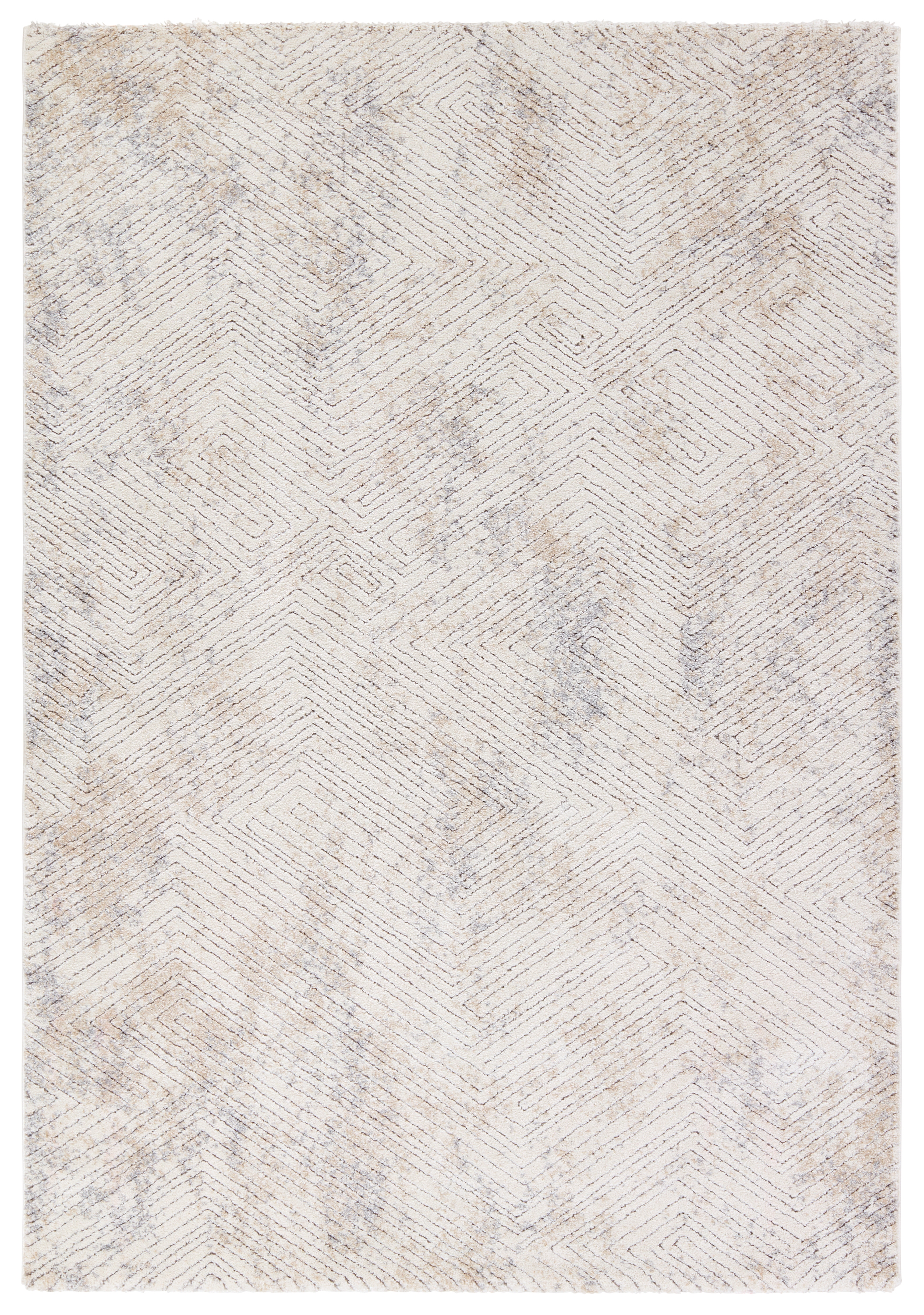 Label J Natrix FRR13 Geometric Ivory and Gray Runner Rug (3'x10') - Image 0
