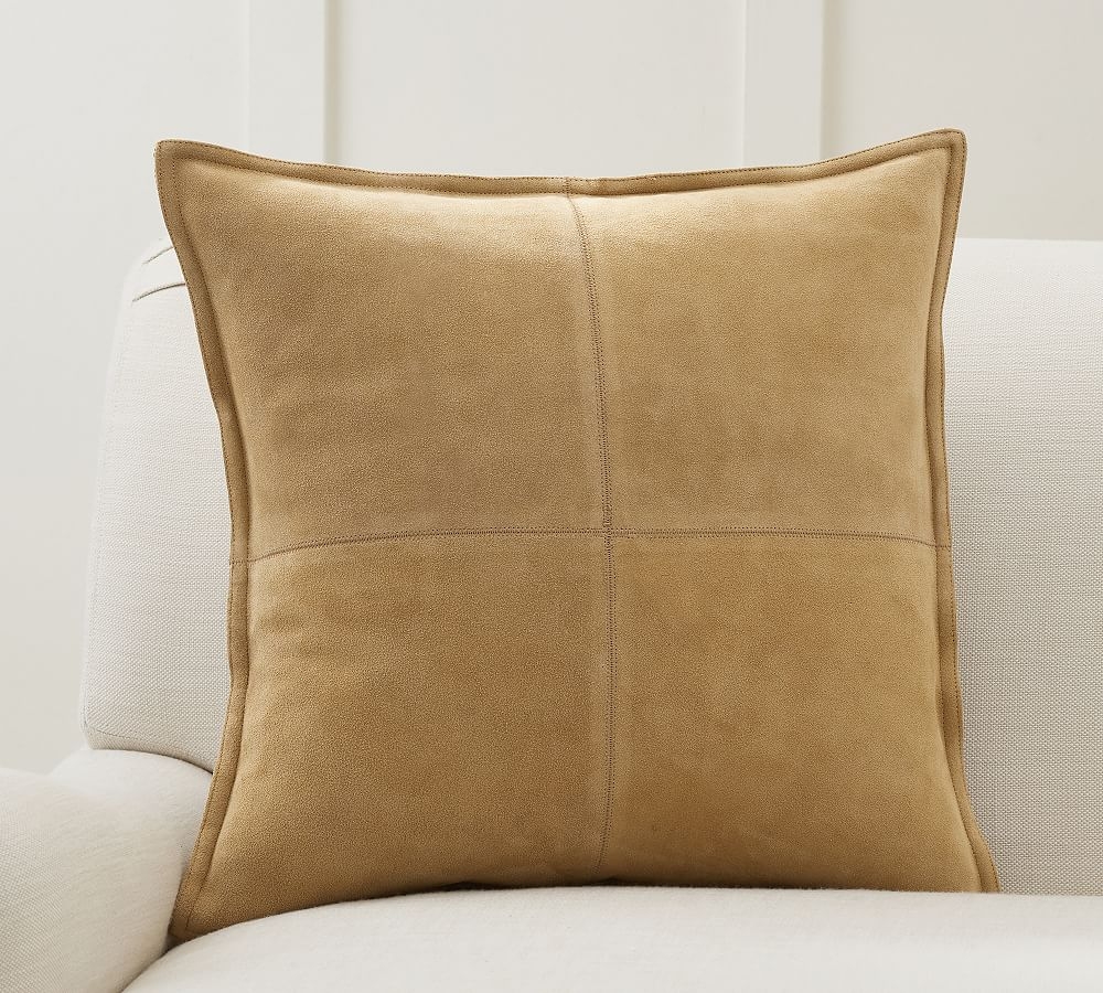 Pieced Suede Pillow Cover, 20", Golden - Image 0