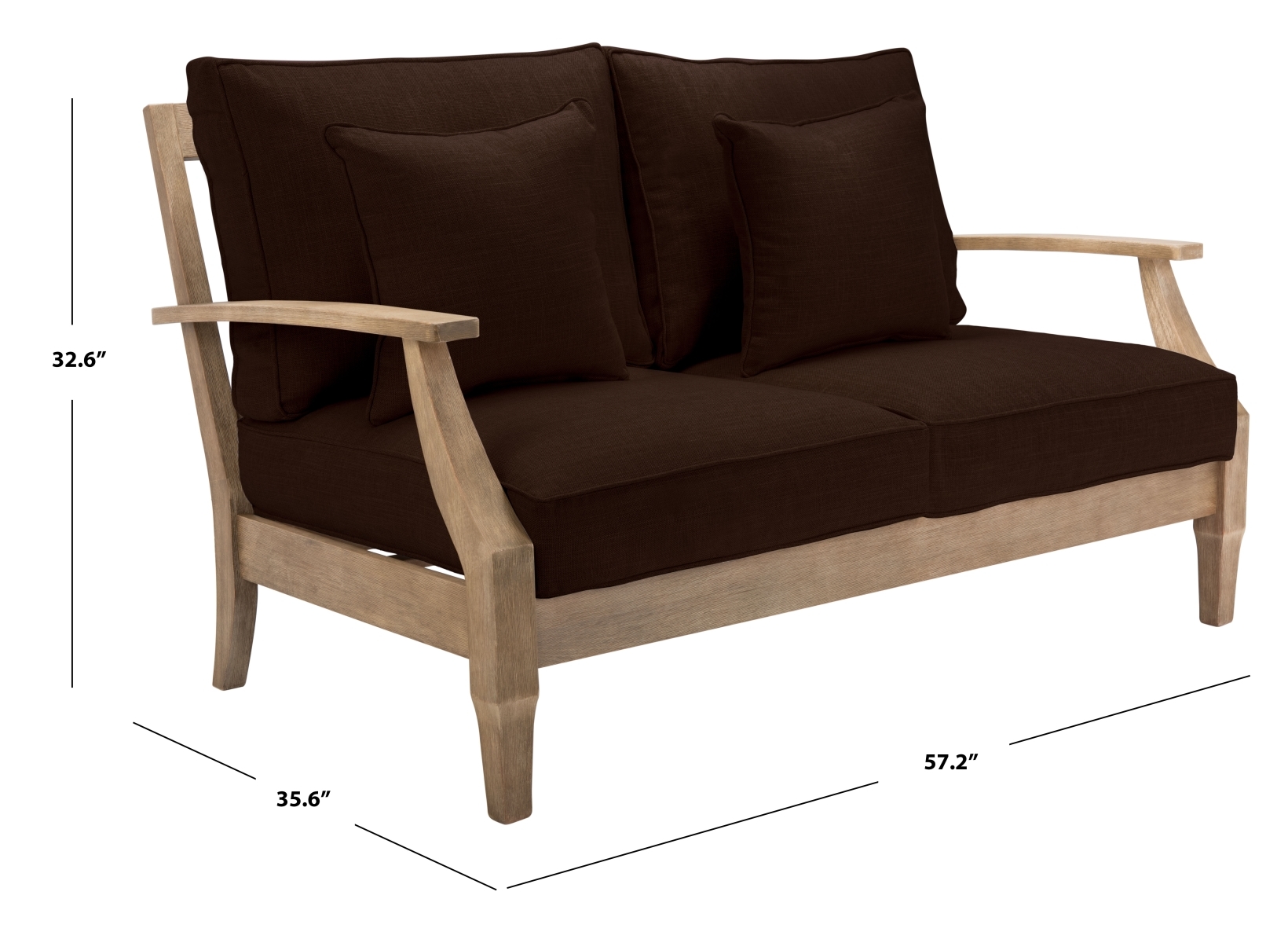 Martinique Wood Patio Loveseat - Natural/Dark Brown - Image 7