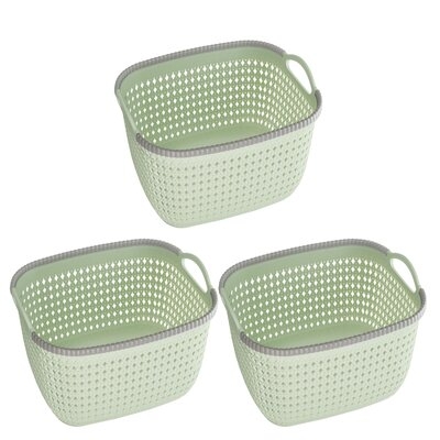 Rattan Plastic Weave Basket, Storage Bins Organizer For Closet, Shelf, Kitchen, Pantry And Bathroom - Ideal For Makeup, Cosmetics, Hair Supplies, And Clothes - Blue-L-6-6 Pack-Large - Image 0