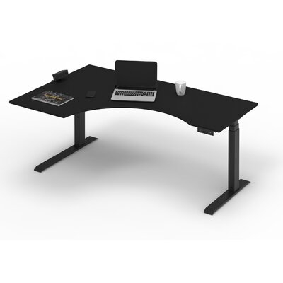 Electric Adjustable Height Curved Corner L-Shaped Standing Desk With Programmable Memory - Image 0