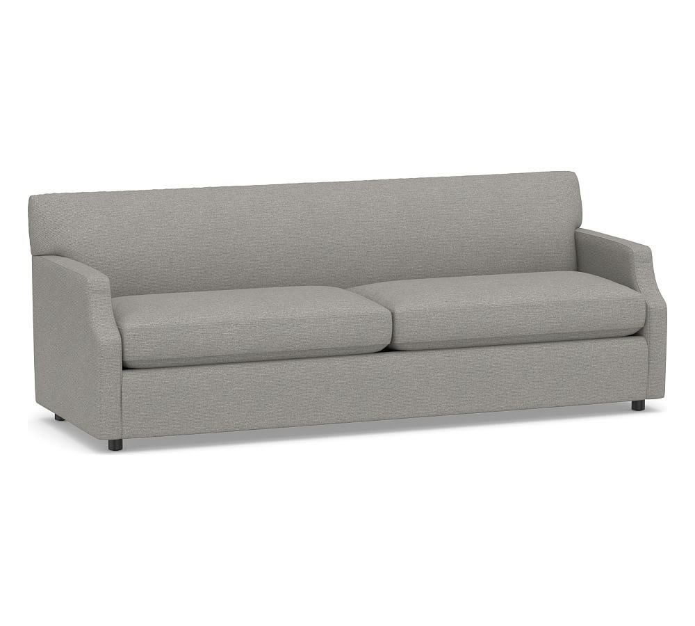 SoMa Hazel Upholstered Grand Sofa 85.5", Polyester Wrapped Cushions, Performance Heathered Basketweave Platinum - Image 0