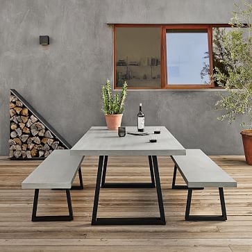 Malfa 78.75" Outdoor Rectangle Dining Table, Light Gray - Image 1