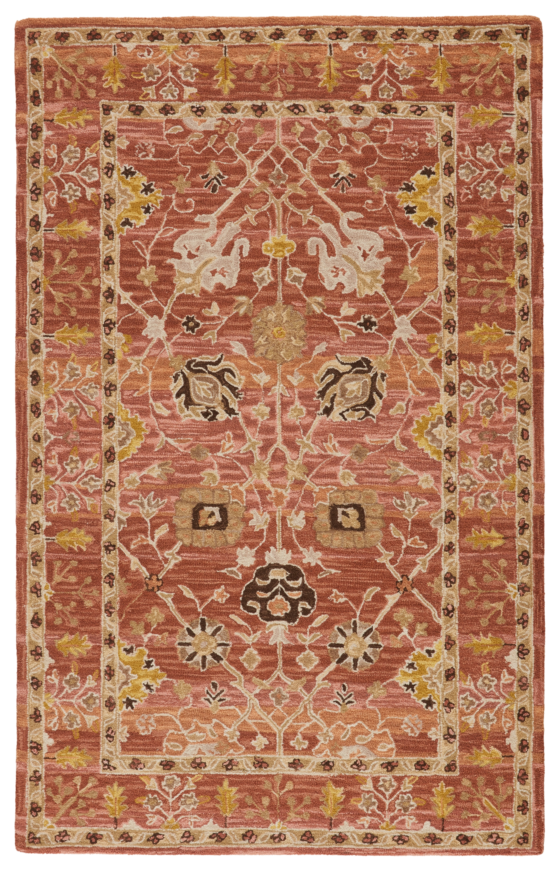 Vibe by Ahava Handmade Oriental Pink/ Gold Area Rug (9'X12') - Image 0