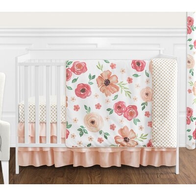 Watercolor Floral 4 Piece Crib Bedding Set - Image 0