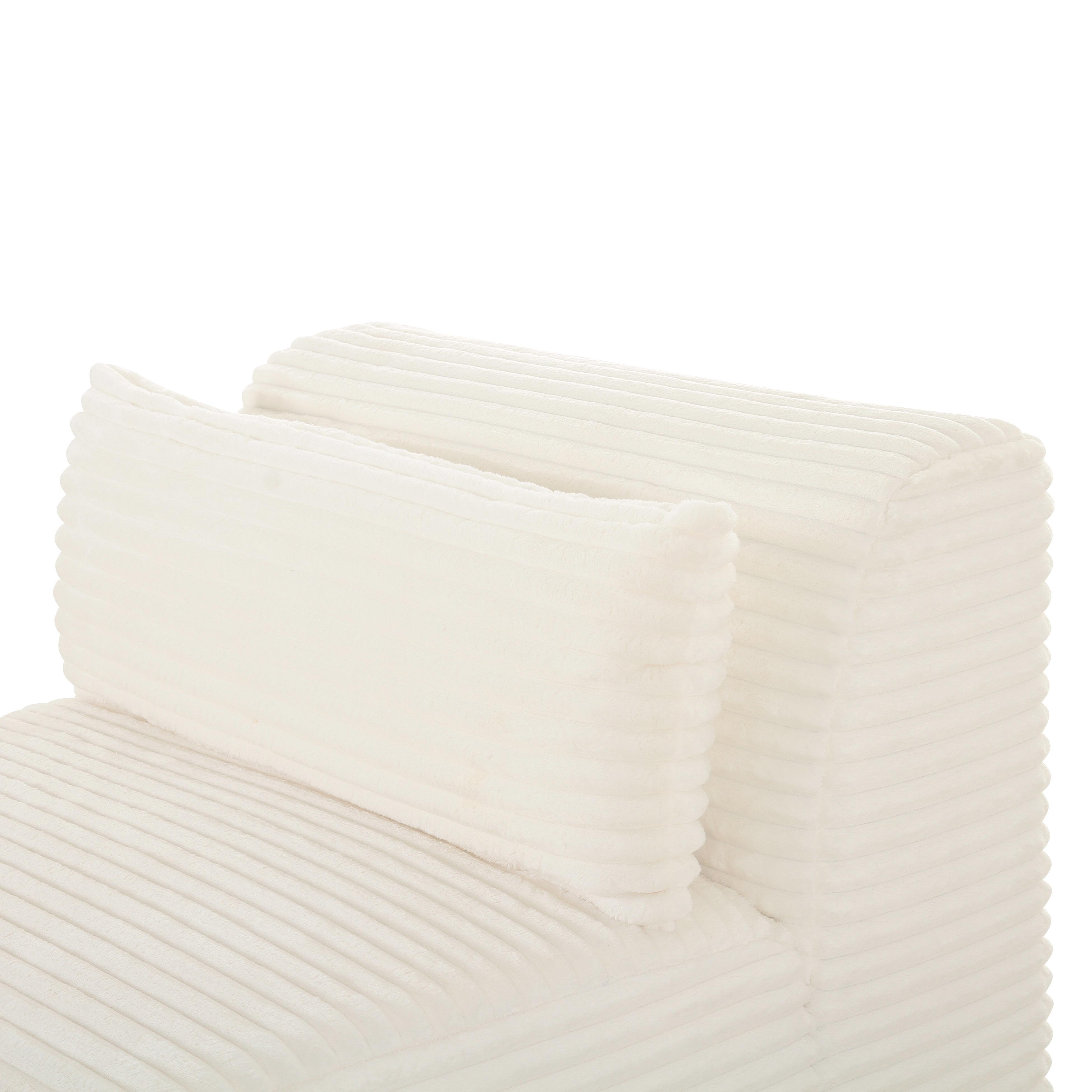 Tarra Fluffy Oversized Cream Corduroy Modular Armless Chair - Image 3