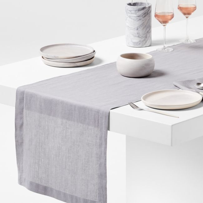 Marin 120" Metal Grey EUROPEAN FLAX ™-Certified Linen Table Runner - Image 0