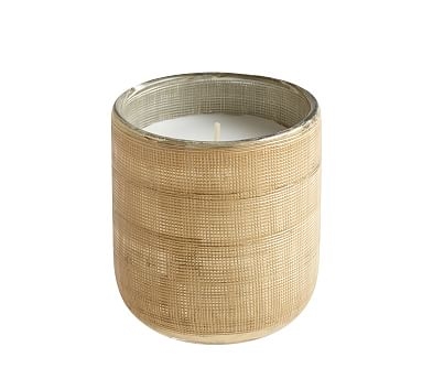 Linen Textured Mercury Glass Scented Candle, Gold, Small, Havana Tobacco - Image 0