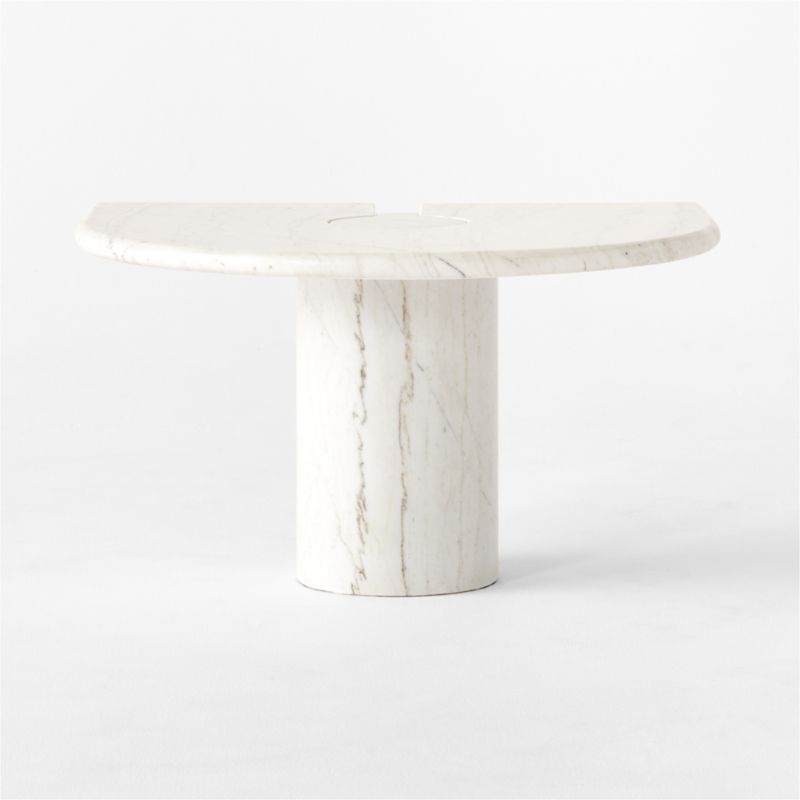 Liguria Rounded White Marble Side Table with White Marble Base by Gianfranco Frattini - Image 2