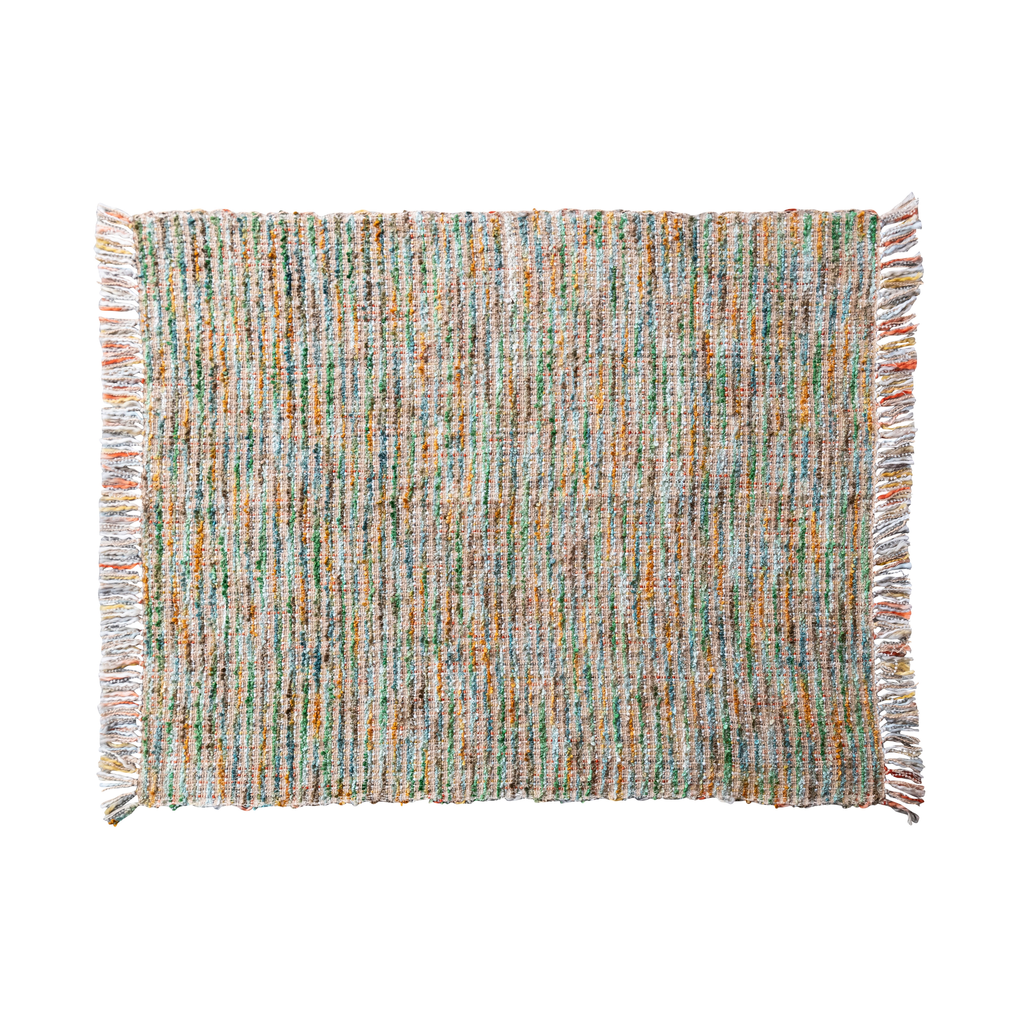 Woven Acrylic Bouclé Throw Blanket with Fringe, Multicolor - Image 1