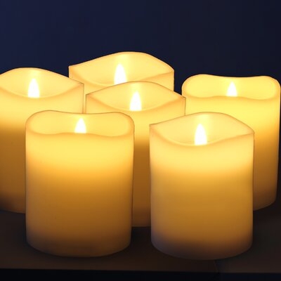Stonebriar 6 Pack Real Wax 3X4 Flameless LED Pillar Candles With Remote And Timer - Image 0