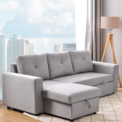 90" Reversible Pull Out Sleeper L-Shaped Sectional Storage Sofa Bed,Corner Sofa-Bed With Storage Chaise Left/Right Handed - Image 0