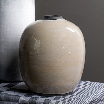 Taupe 9.5" Ceramic Table Vase - Image 0