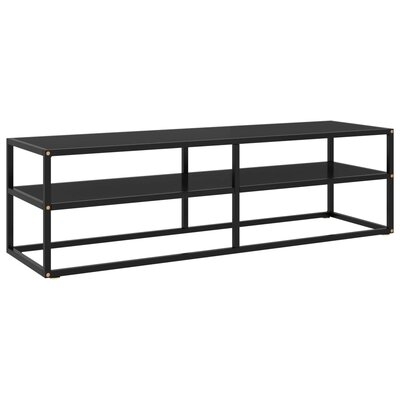 Ebern Designs TV Cabinet Black With Tempered Glass 55.1"X15.7"X15.7" - Image 0